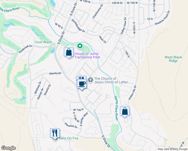 map of restaurants, bars, coffee shops, grocery stores, and more near 449 South Valley View Drive in St. George