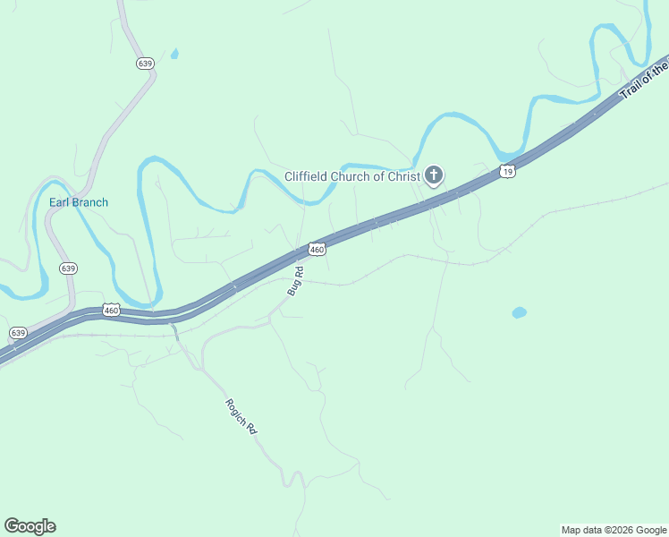 map of restaurants, bars, coffee shops, grocery stores, and more near Bug Road in Pounding Mill
