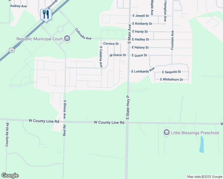 map of restaurants, bars, coffee shops, grocery stores, and more near 1315 South Rome Avenue in Republic