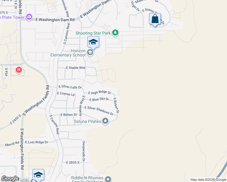 map of restaurants, bars, coffee shops, grocery stores, and more near 1355 East High Ridge Drive in Washington