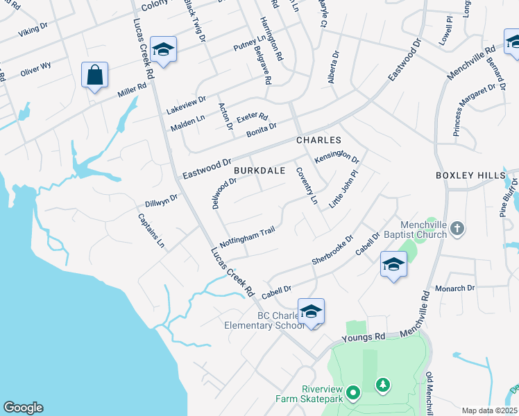 map of restaurants, bars, coffee shops, grocery stores, and more near 217 Hahn Place in Newport News
