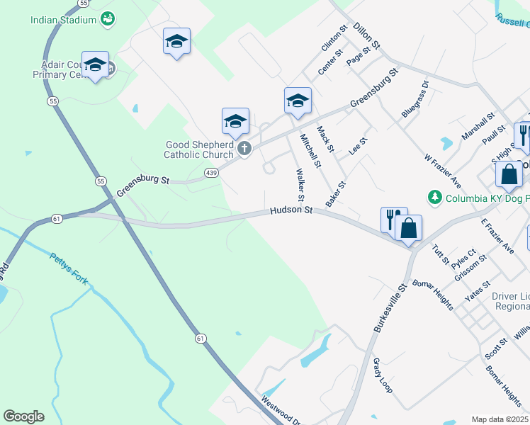 map of restaurants, bars, coffee shops, grocery stores, and more near 710 Hudson Street in Columbia