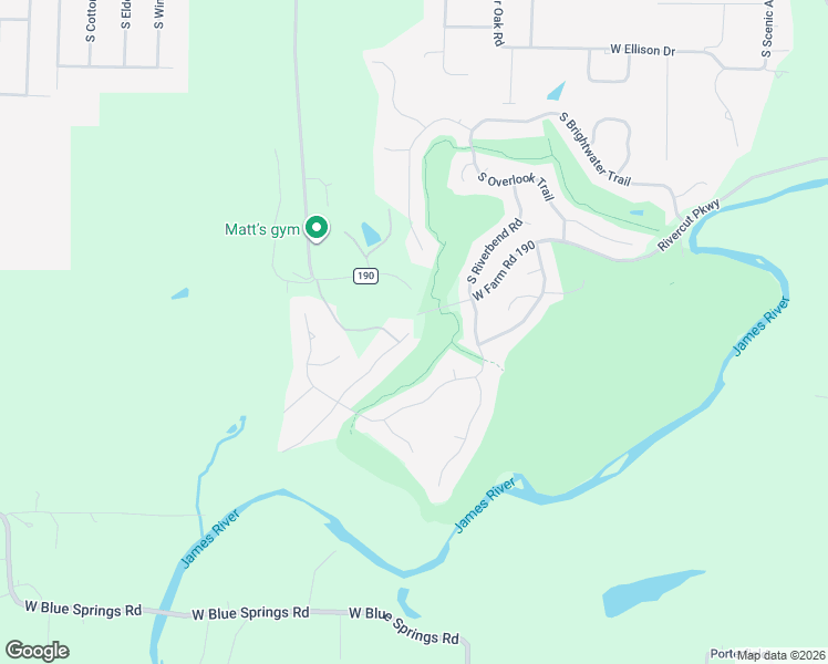 map of restaurants, bars, coffee shops, grocery stores, and more near 3330 West Farm Road 190 in Greene County