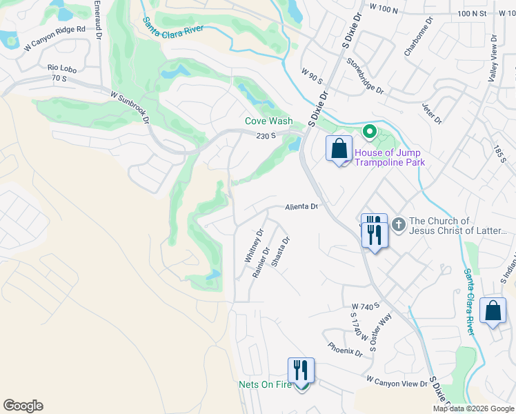 map of restaurants, bars, coffee shops, grocery stores, and more near 1998 West 450 South in St. George