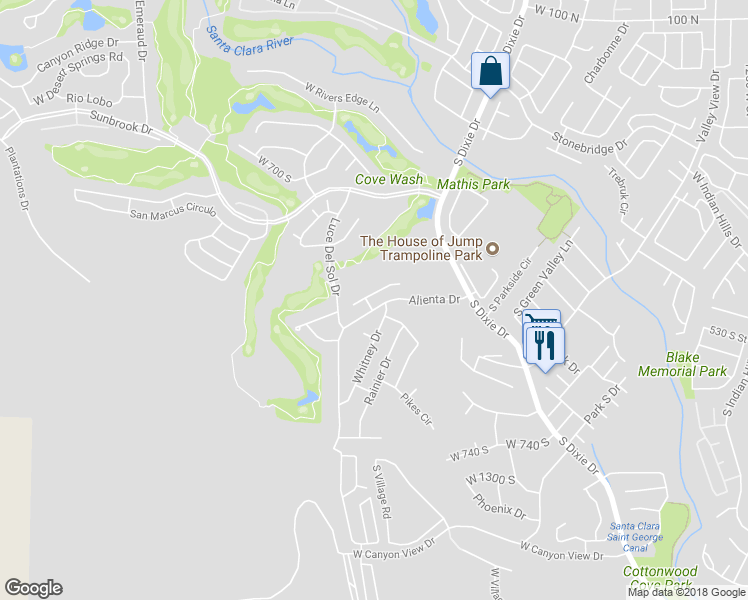 map of restaurants, bars, coffee shops, grocery stores, and more near 2017 West 450 South in St. George