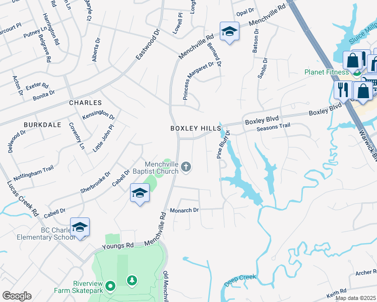map of restaurants, bars, coffee shops, grocery stores, and more near 202 Dabney Drive in Newport News