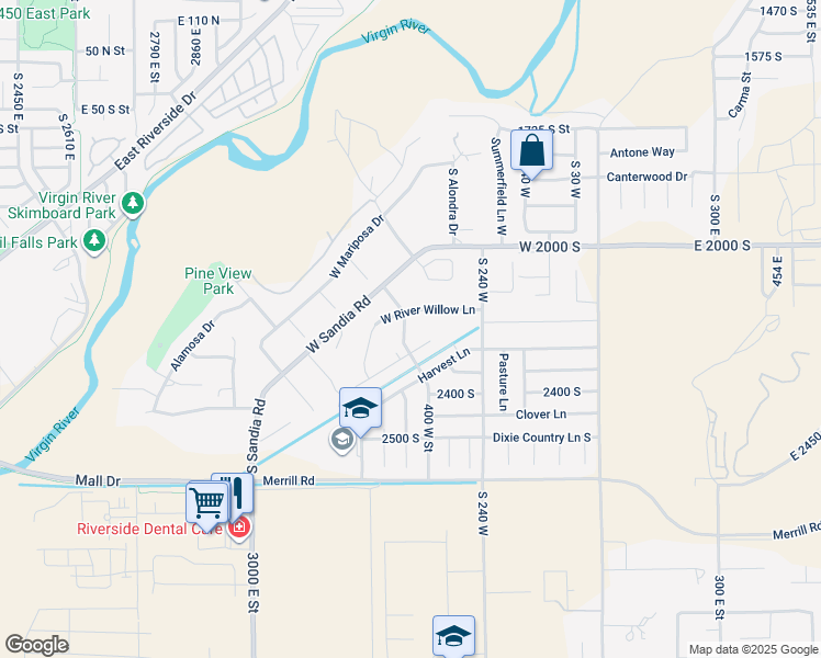 map of restaurants, bars, coffee shops, grocery stores, and more near 2197 Salt Cedar Drive in Washington