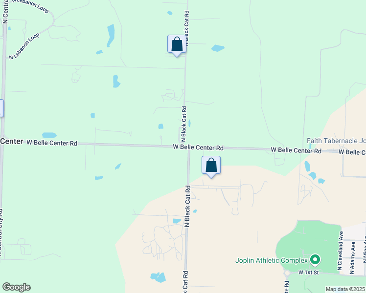 map of restaurants, bars, coffee shops, grocery stores, and more near 4335 West Belle Center Road in Joplin
