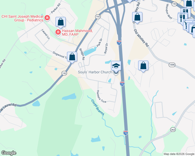 map of restaurants, bars, coffee shops, grocery stores, and more near 386 Boggs Road in London