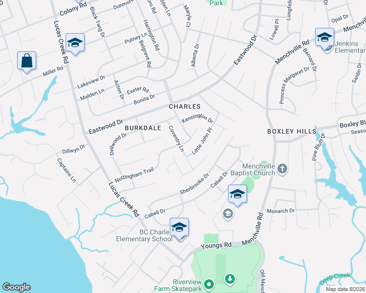 map of restaurants, bars, coffee shops, grocery stores, and more near 160 Nottingham Trail in Newport News
