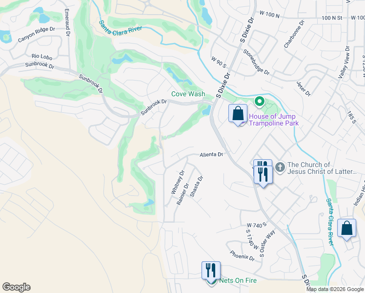 map of restaurants, bars, coffee shops, grocery stores, and more near 1998 West 450 South Circle in St. George