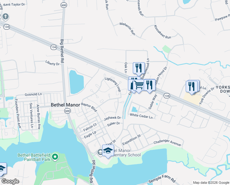 map of restaurants, bars, coffee shops, grocery stores, and more near 2014-2098 Texan Dr in Hampton