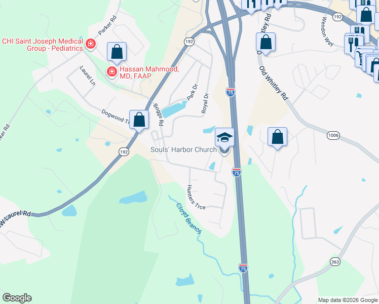 map of restaurants, bars, coffee shops, grocery stores, and more near 386 Boggs Road in London