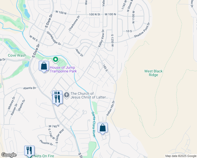 map of restaurants, bars, coffee shops, grocery stores, and more near 275 South Valley View Drive in St. George