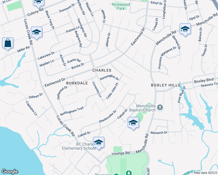 map of restaurants, bars, coffee shops, grocery stores, and more near 172 Nottingham Trail in Newport News