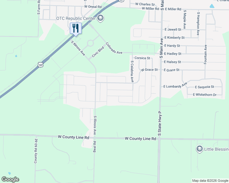 map of restaurants, bars, coffee shops, grocery stores, and more near 468 Madrid Street in Republic