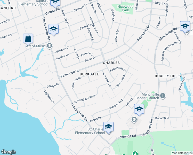 map of restaurants, bars, coffee shops, grocery stores, and more near 603 Dellwood Drive in Newport News