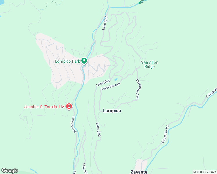 map of restaurants, bars, coffee shops, grocery stores, and more near Lakeview Avenue in Lompico