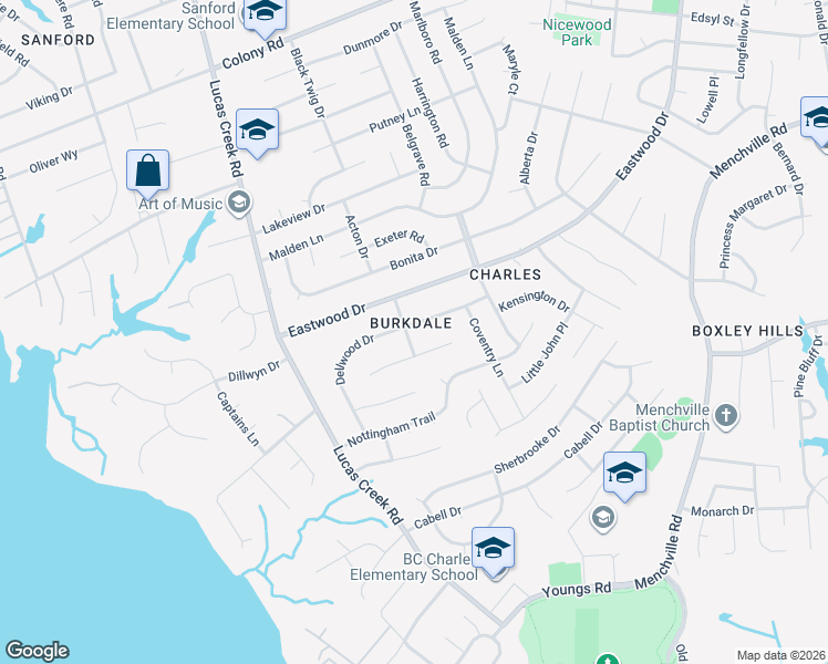 map of restaurants, bars, coffee shops, grocery stores, and more near 603 Dellwood Drive in Newport News