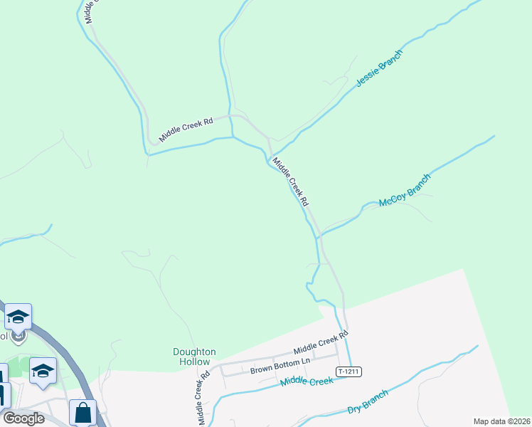 map of restaurants, bars, coffee shops, grocery stores, and more near Middle Creek Road in Cedar Bluff