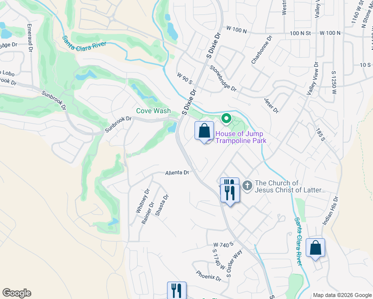map of restaurants, bars, coffee shops, grocery stores, and more near 363 S Dixie Dr in St George