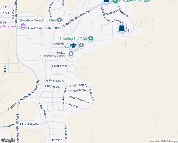 map of restaurants, bars, coffee shops, grocery stores, and more near 2072 South Pony Way in Washington