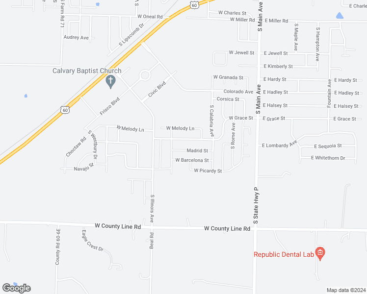 map of restaurants, bars, coffee shops, grocery stores, and more near 467 Madrid Street in Republic