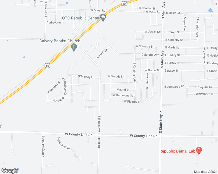 map of restaurants, bars, coffee shops, grocery stores, and more near 1313 Lorraine Avenue in Republic
