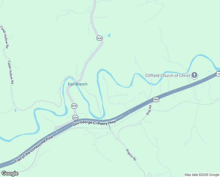 map of restaurants, bars, coffee shops, grocery stores, and more near 386 Keen Road in Pounding Mill