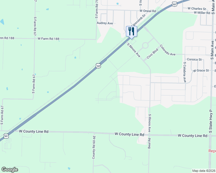 map of restaurants, bars, coffee shops, grocery stores, and more near 710 West Christine Lane in Republic