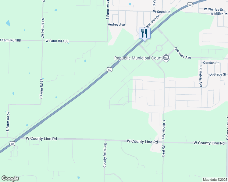 map of restaurants, bars, coffee shops, grocery stores, and more near 710 West Christine Lane in Republic