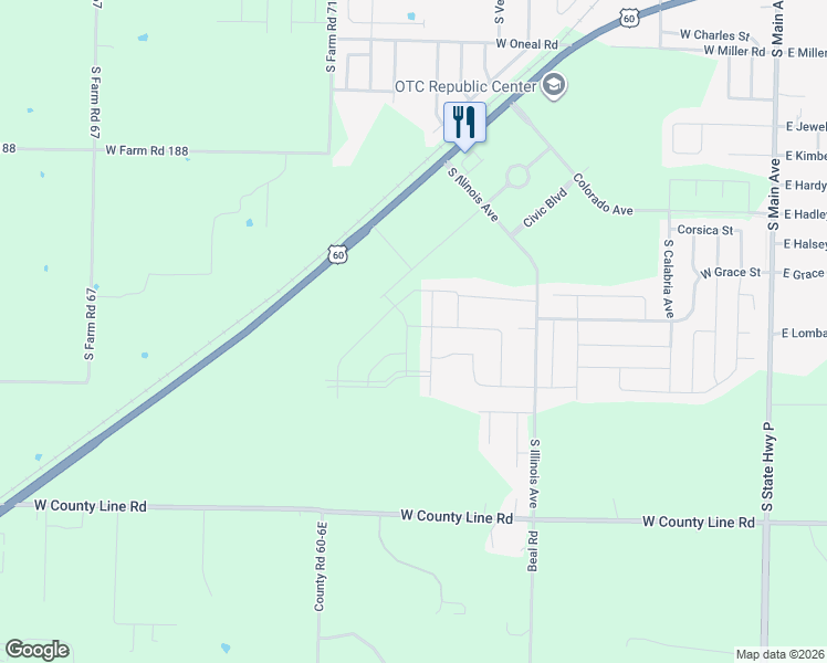 map of restaurants, bars, coffee shops, grocery stores, and more near 710 W Christine Ln in Republic