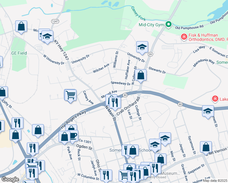 map of restaurants, bars, coffee shops, grocery stores, and more near 100-198 Murrell Avenue in Somerset