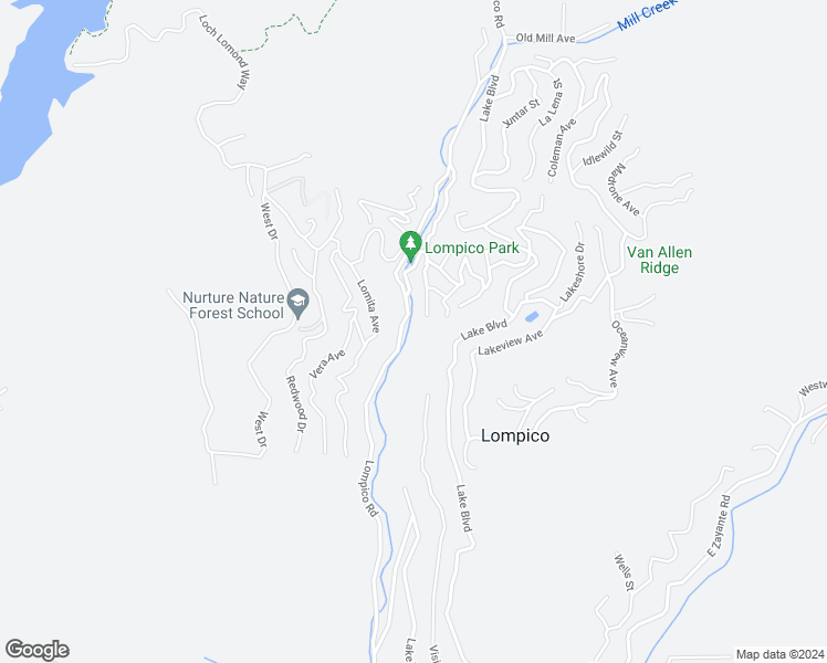 map of restaurants, bars, coffee shops, grocery stores, and more near 10524 Lompico Road in Felton