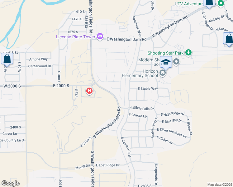 map of restaurants, bars, coffee shops, grocery stores, and more near 2038 Great Basin Drive in Washington