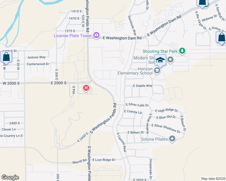 map of restaurants, bars, coffee shops, grocery stores, and more near 2038 Great Basin Drive in Washington