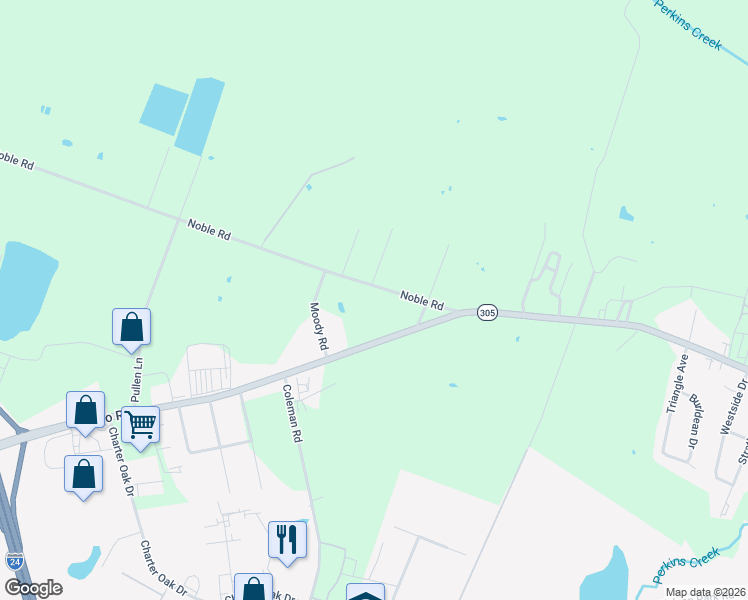 map of restaurants, bars, coffee shops, grocery stores, and more near 4070 Noble Road in Paducah