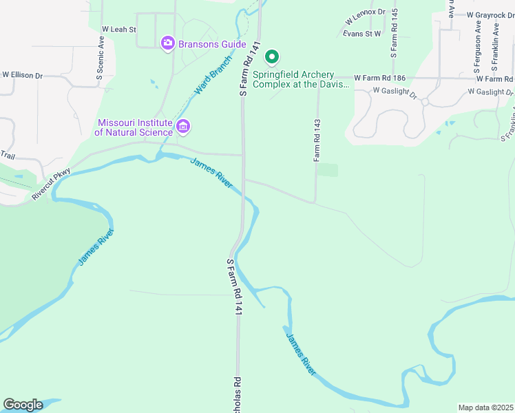 map of restaurants, bars, coffee shops, grocery stores, and more near 1865 West Farm Road 190 in Springfield