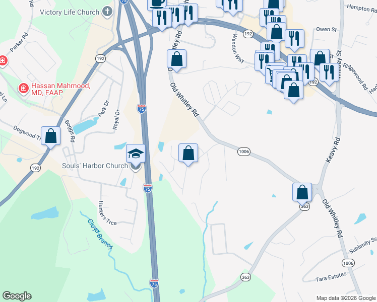 map of restaurants, bars, coffee shops, grocery stores, and more near 103 Huckleberry Lane in London