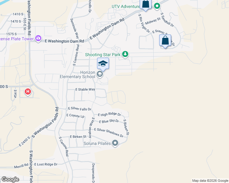 map of restaurants, bars, coffee shops, grocery stores, and more near East Pony Way in Washington