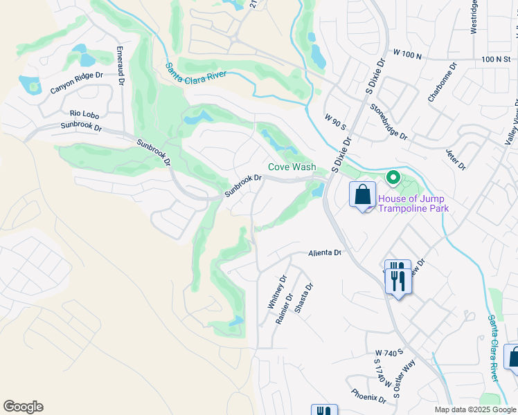 map of restaurants, bars, coffee shops, grocery stores, and more near 335 Luce Del Sol Drive in St. George