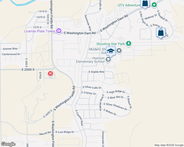 map of restaurants, bars, coffee shops, grocery stores, and more near 2030 South Mustang Street in Washington