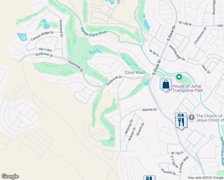 map of restaurants, bars, coffee shops, grocery stores, and more near 280 South Luce Del Sol in St. George