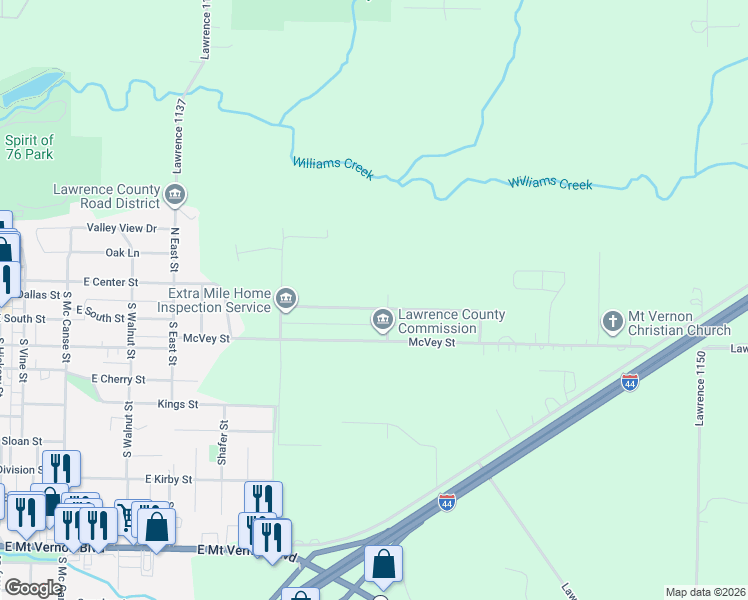 map of restaurants, bars, coffee shops, grocery stores, and more near 1101-1237 Robin's Nest Hill in Mt Vernon