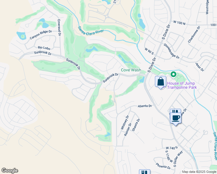 map of restaurants, bars, coffee shops, grocery stores, and more near 280 South Luce Del Sol in St. George