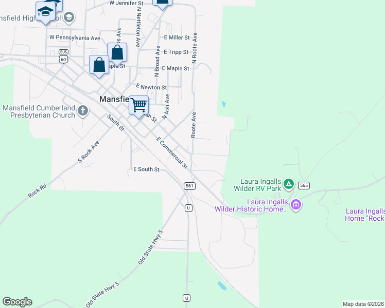 map of restaurants, bars, coffee shops, grocery stores, and more near 101 Summit Street in Mansfield