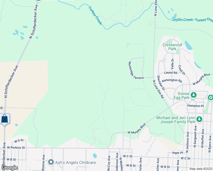 map of restaurants, bars, coffee shops, grocery stores, and more near 1205 North Anderson Avenue in Joplin