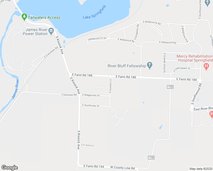 map of restaurants, bars, coffee shops, grocery stores, and more near 2347 East Huntington Street in Ozark