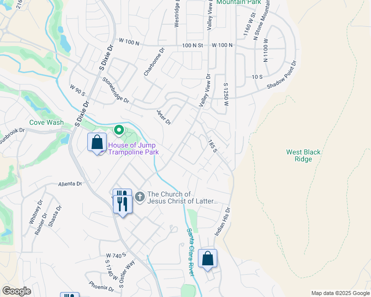 map of restaurants, bars, coffee shops, grocery stores, and more near 275 South Valley View Drive in St. George