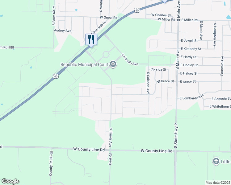 map of restaurants, bars, coffee shops, grocery stores, and more near 571 West Grace Street in Republic